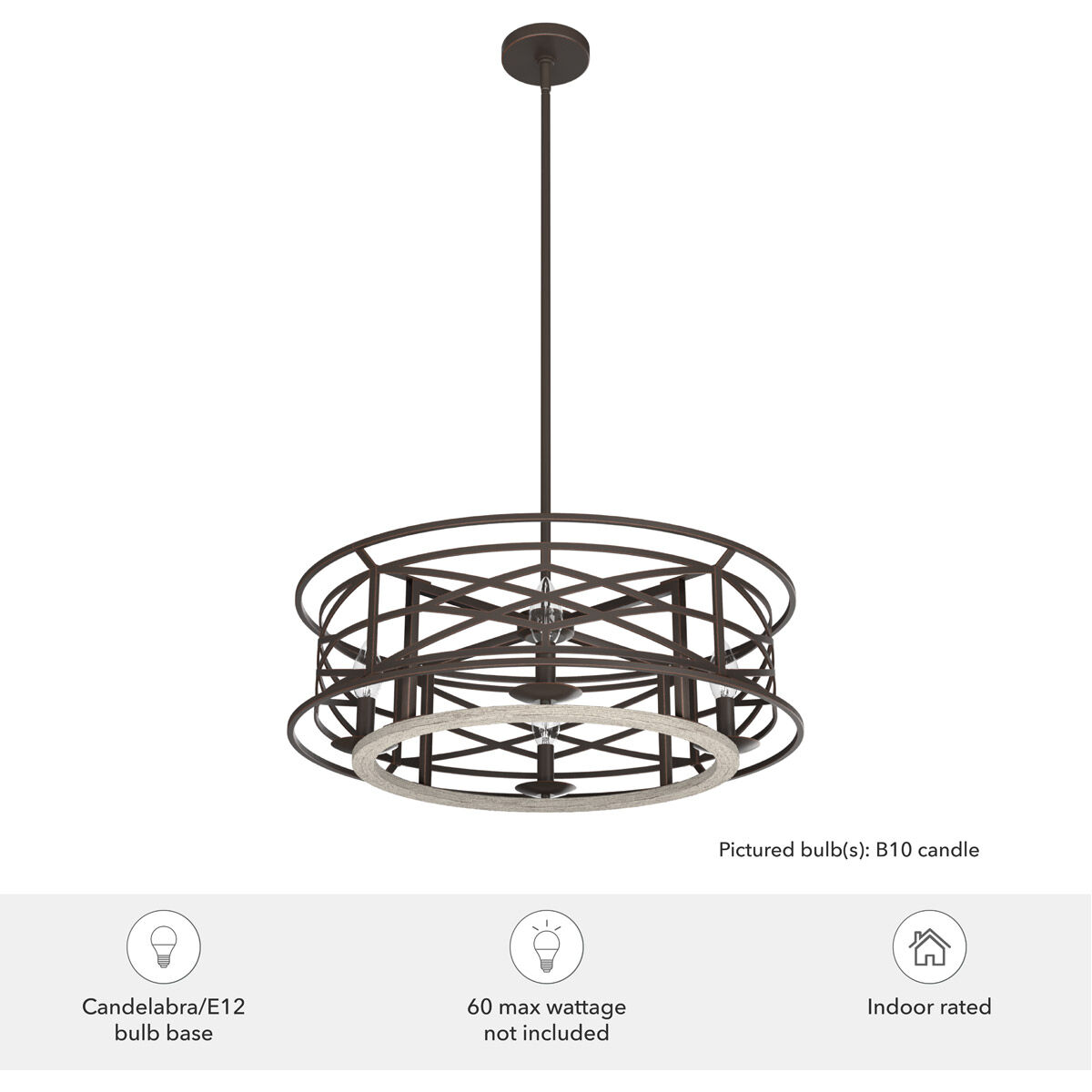 Langwood 4 Light 24 inch Onyx Bengal and Barnwood Chandelier Ceiling Light