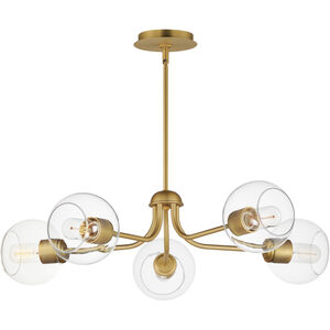 Knox 5 Light 30 inch Natural Aged Brass Chandelier Ceiling Light, Globe