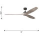 Collins 70 inch Midnight Black with Natural Honey Blades Smart Ceiling Fan