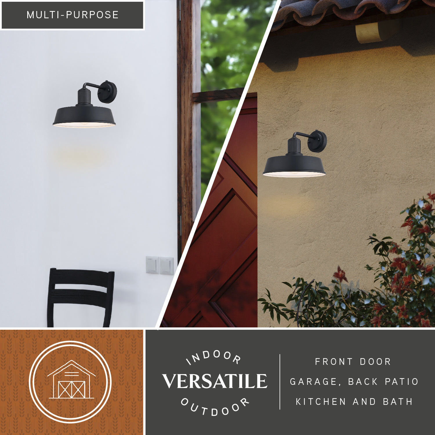 Hammond LED 9.75 inch Matte Black and White Outdoor Wall