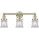Canton 3 Light 23.25 inch Antique Brass and Clear Bath Vanity Light Wall Light