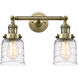 Franklin Restoration Bell LED 16 inch Antique Brass Bath Vanity Light Wall Light in Deco Swirl Glass