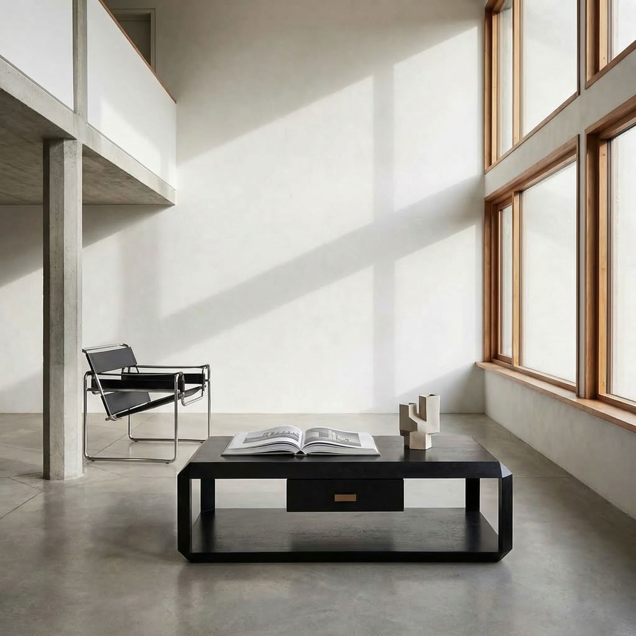 Obtuse 66 X 30 inch Hand Rubbed Black Coffee Table