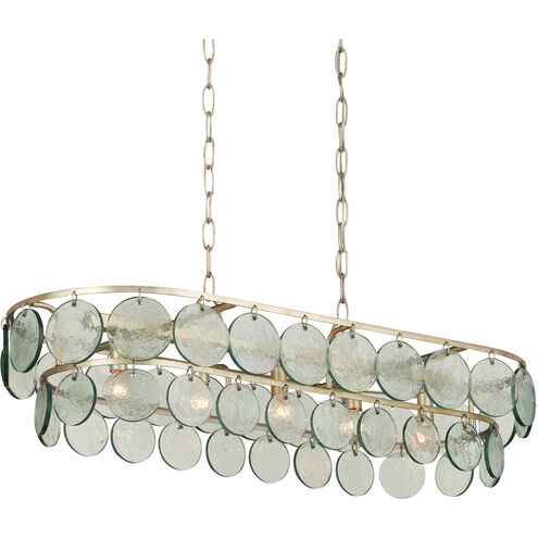 Settat 5 Light 40.25 inch Silver Leaf and Clear Chandelier Ceiling Light