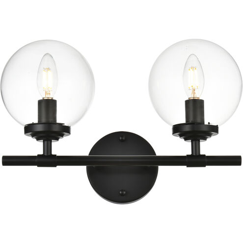 Ingrid 2 Light 15 inch Black Bath Sconce Wall Light