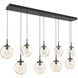 Aster Incandescent 9 Light Matte Black Linear Pendant Ceiling Light in Amber Aster, Multi-Port