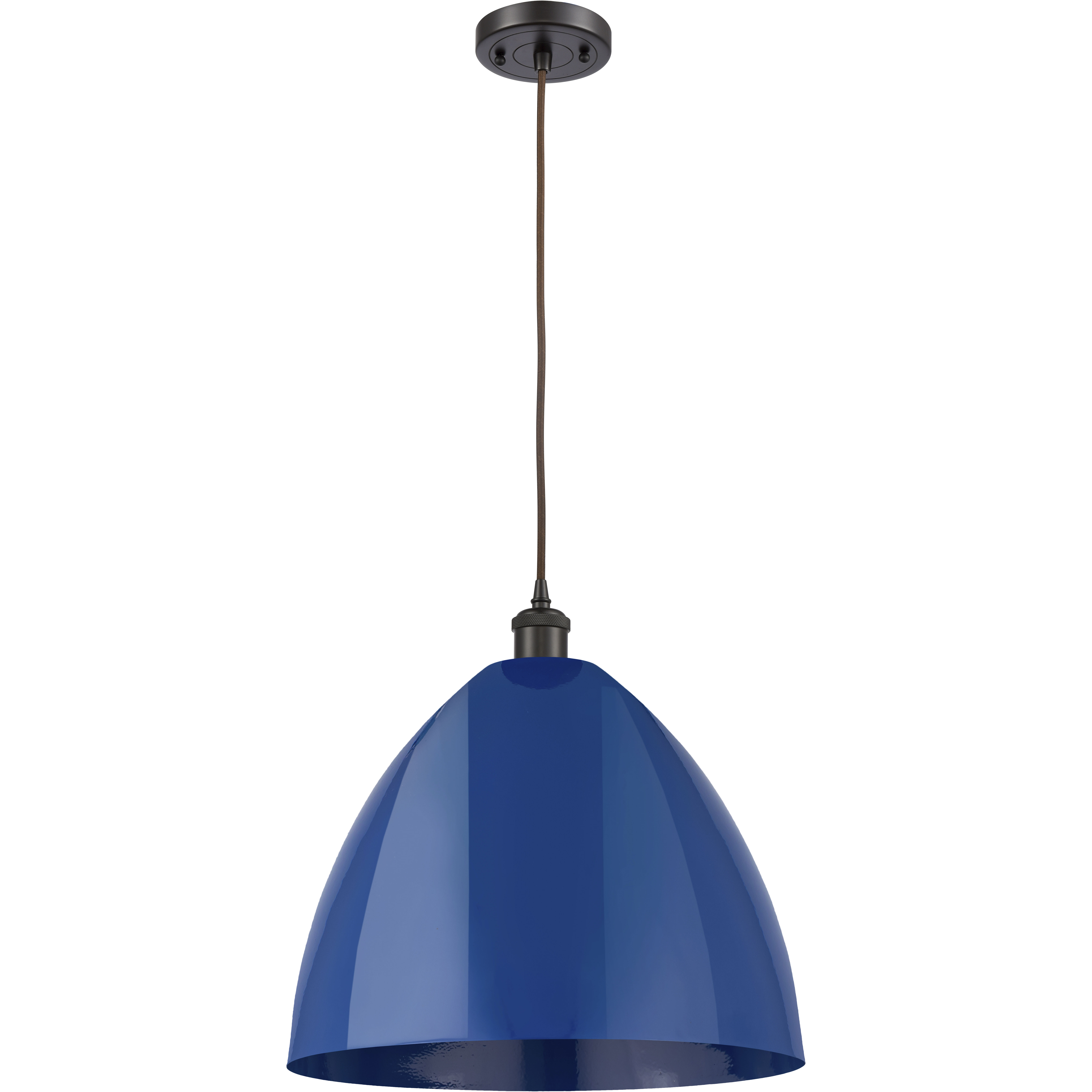 Ballston Plymouth Dome 1 Light 16 inch Oil Rubbed Bronze Mini Pendant Ceiling Light in Matte Blue