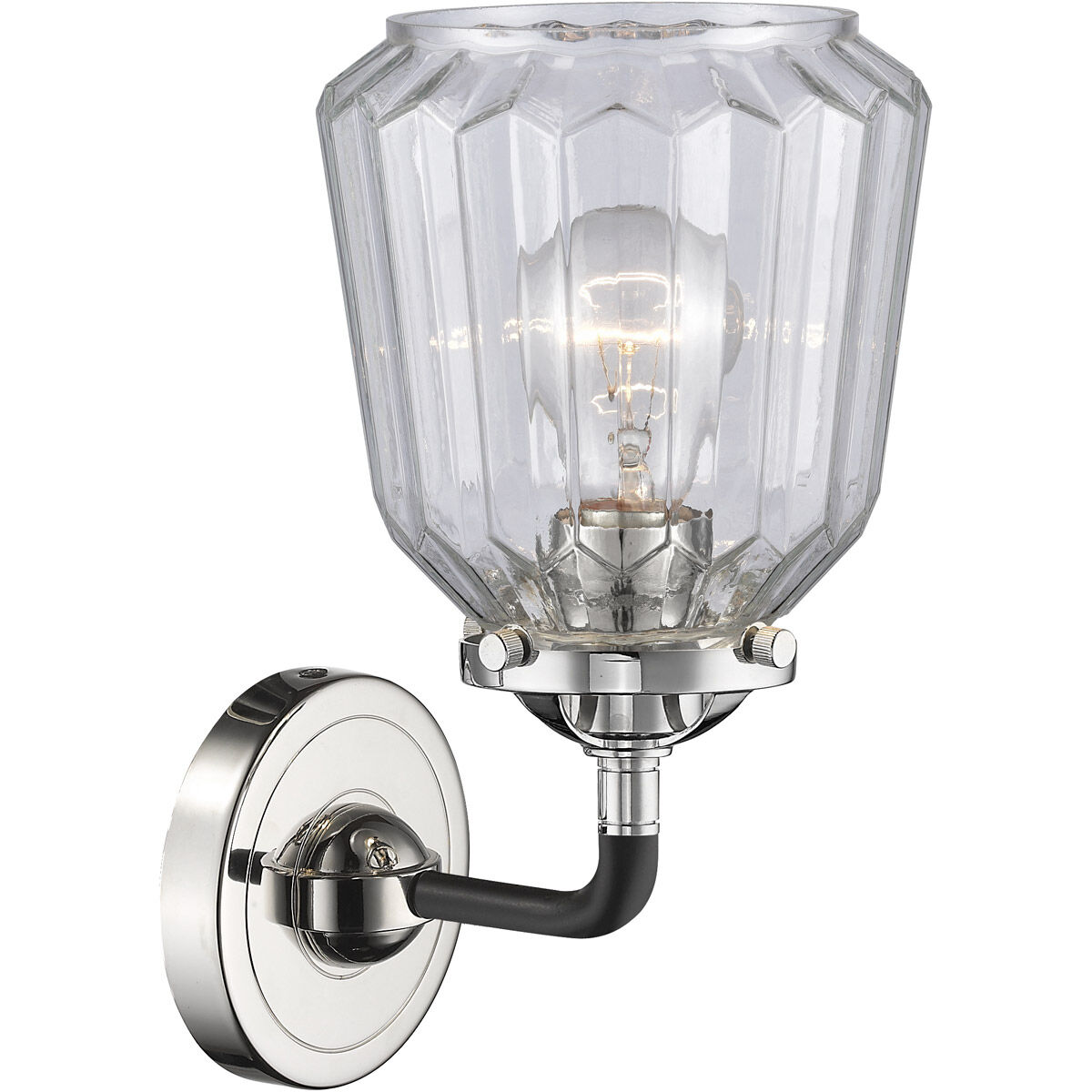 Nouveau Chatham 1 Light 6 inch Black Polished Nickel Sconce Wall Light in Clear Glass, Nouveau