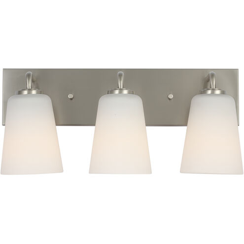 Miles 3 Light 18 inch Brushed Nickel Vanity Light Wall Light, Large
