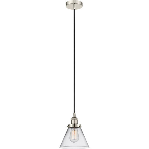 Edison Cone LED 8 inch Polished Nickel Mini Pendant Ceiling Light