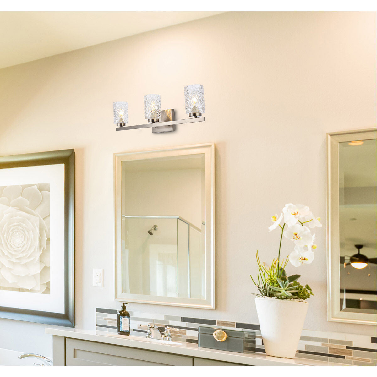 Cassie 3 Light 24 inch Stain Nickel Bath Sconce Wall Light