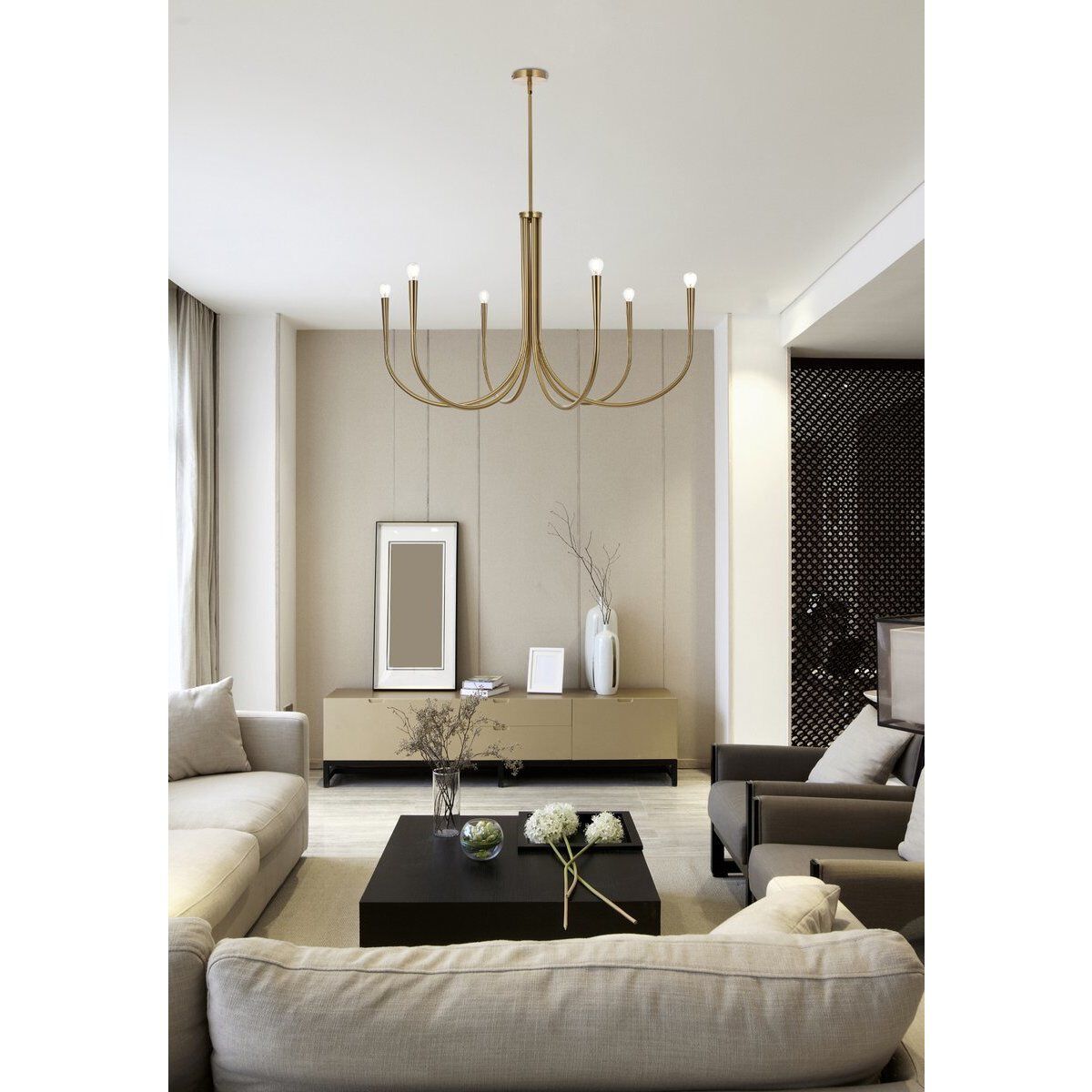 Layne 6 Light 42 inch Gold Chandelier Ceiling Light