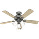 Swanson 44 inch Matte Silver with Autumn Walnut/Natural Wood Blades Ceiling Fan