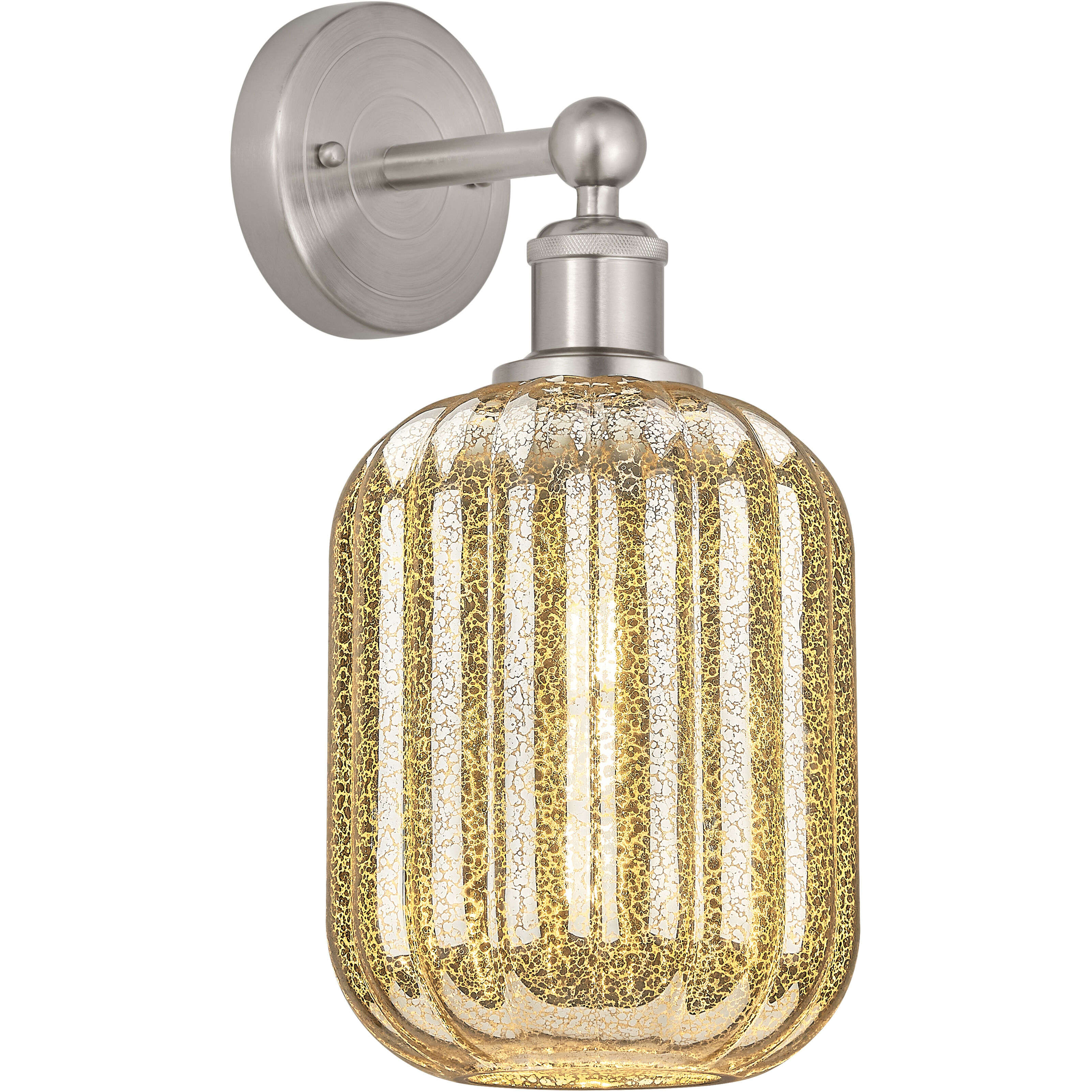 Edison Preston Armed Sconce Wall Light in Brushed Satin Nickel, Mercury