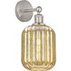 Edison Preston Armed Sconce Wall Light in Brushed Satin Nickel, Mercury