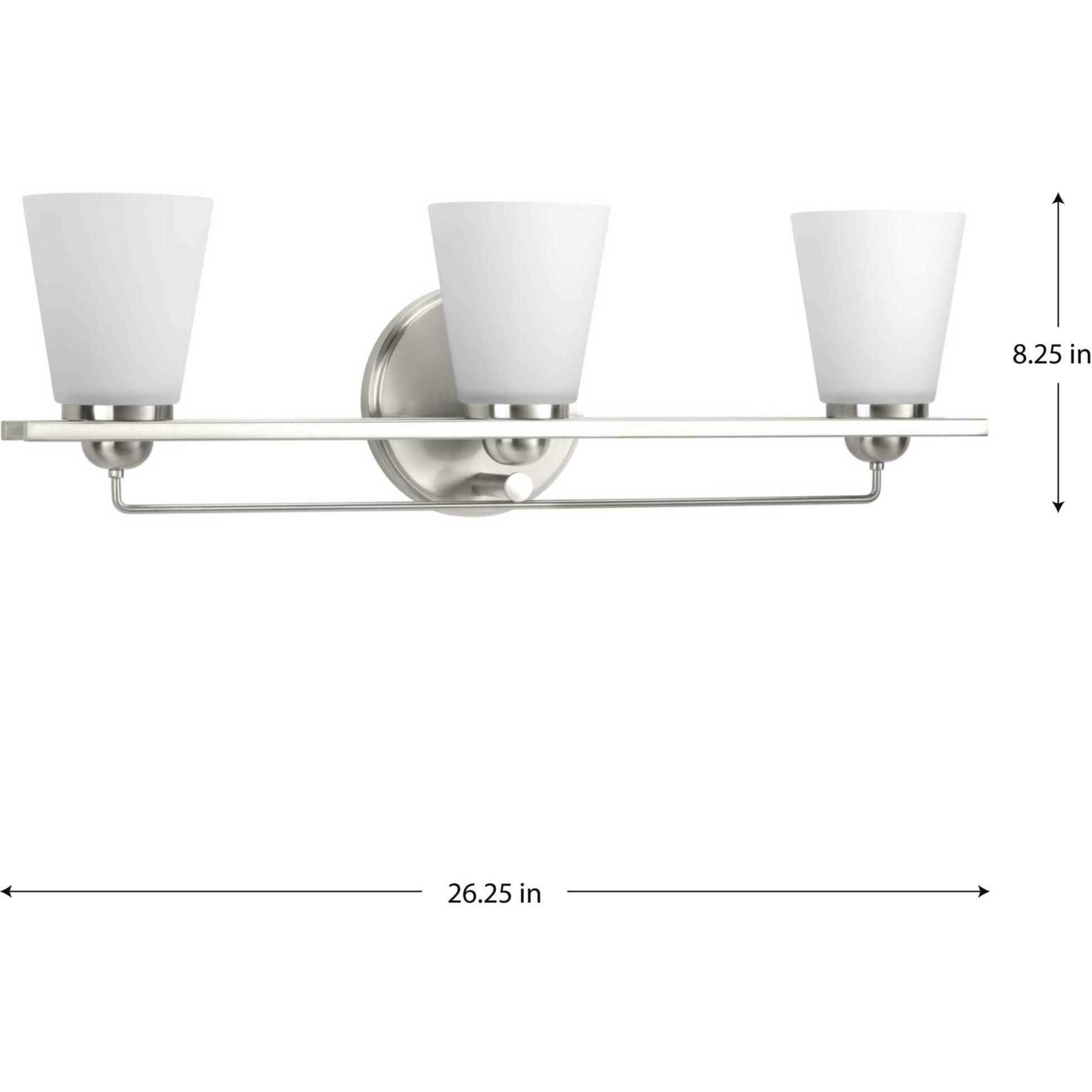 Flight 3 Light 26.25 inch Brushed Nickel Bath Vanity Wall Light, Design Series