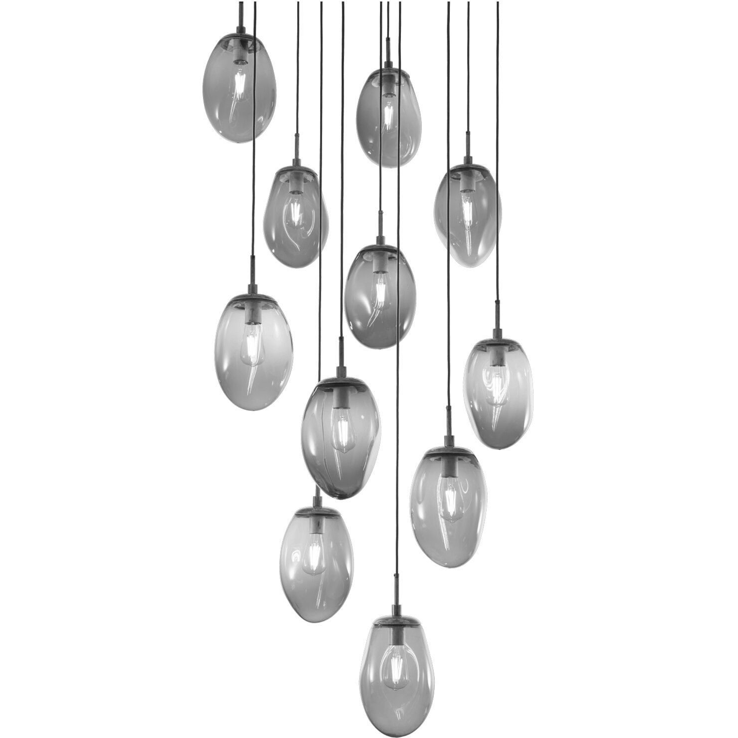 Meteo Incandescent 12 Light Flat Bronze Chandelier Ceiling Light, Square Multi-Port