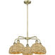 Ballston Woven Rattan 5 Light 26.5 inch Antique Brass Chandelier Ceiling Light