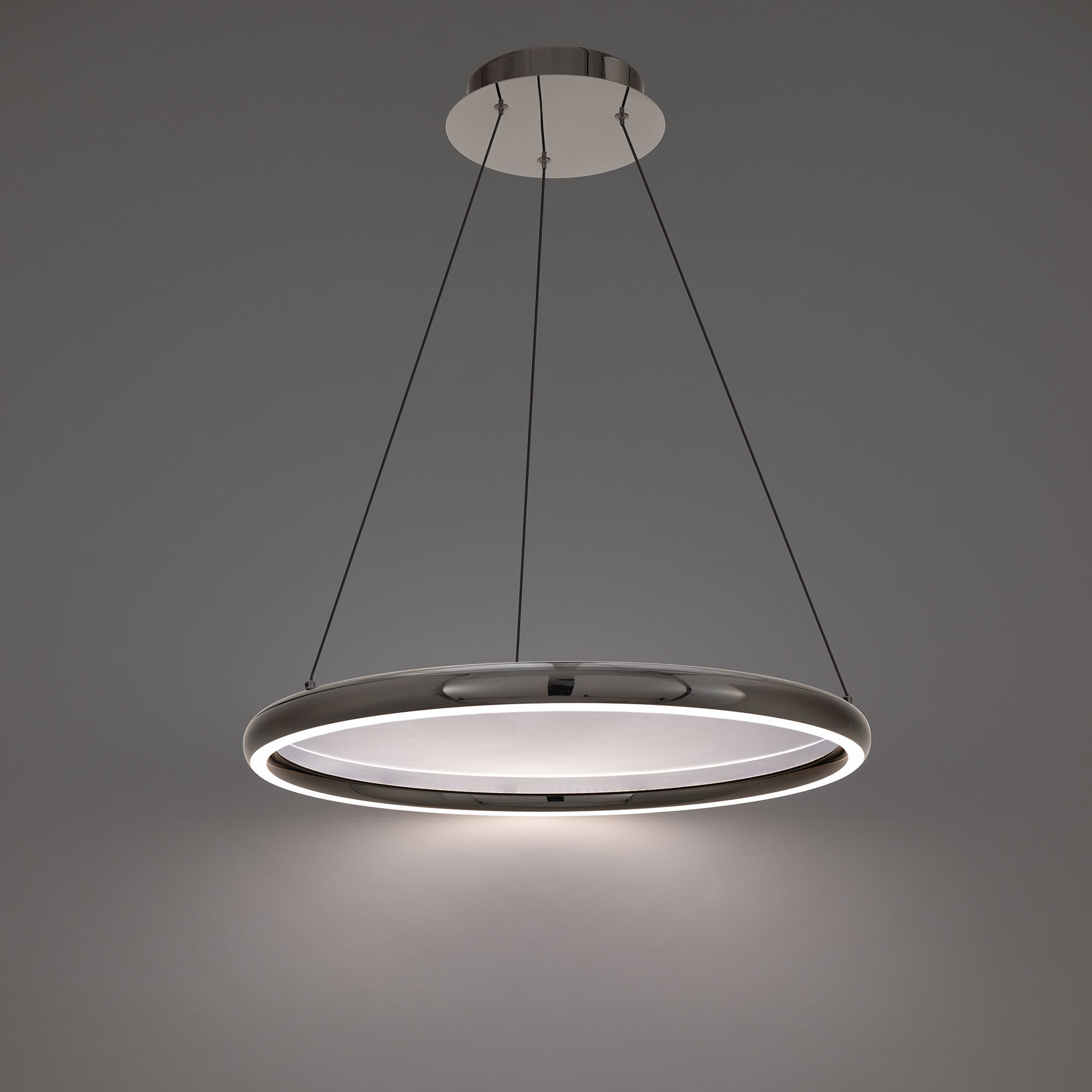 Huxley LED 23.38 inch Black Chrome Pendant Ceiling Light in 3500K, dweLED