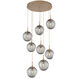 Aster Incandescent 8 Light Novel Brass Chandelier Ceiling Light, Round Multi-Pendant