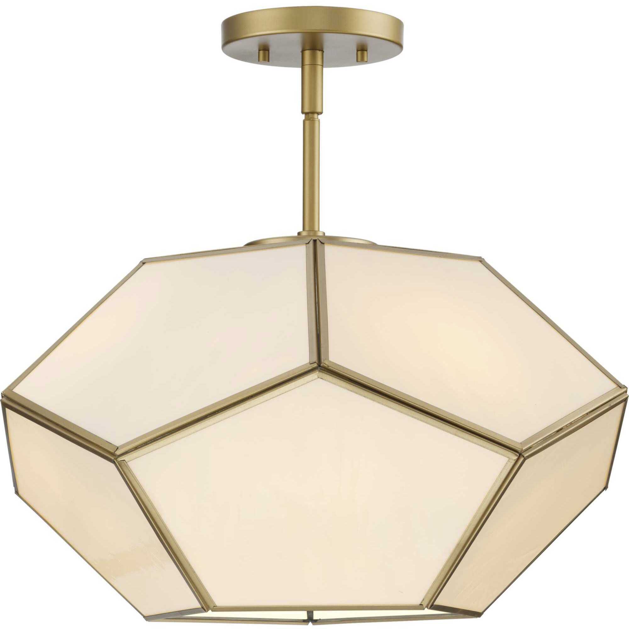 Latham 3 Light 18 inch Vintage Gold Semi-Flush Mount Ceiling Light