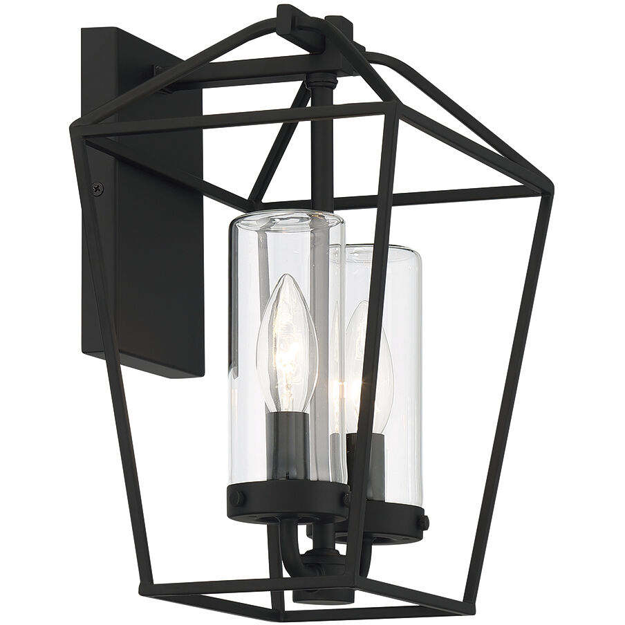Bastille 2 Light 12 inch Satin Black Outdoor Wall Sconce