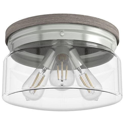 Devon Park 3 Light 13 inch Brushed Nickel Flush Mount Ceiling Light