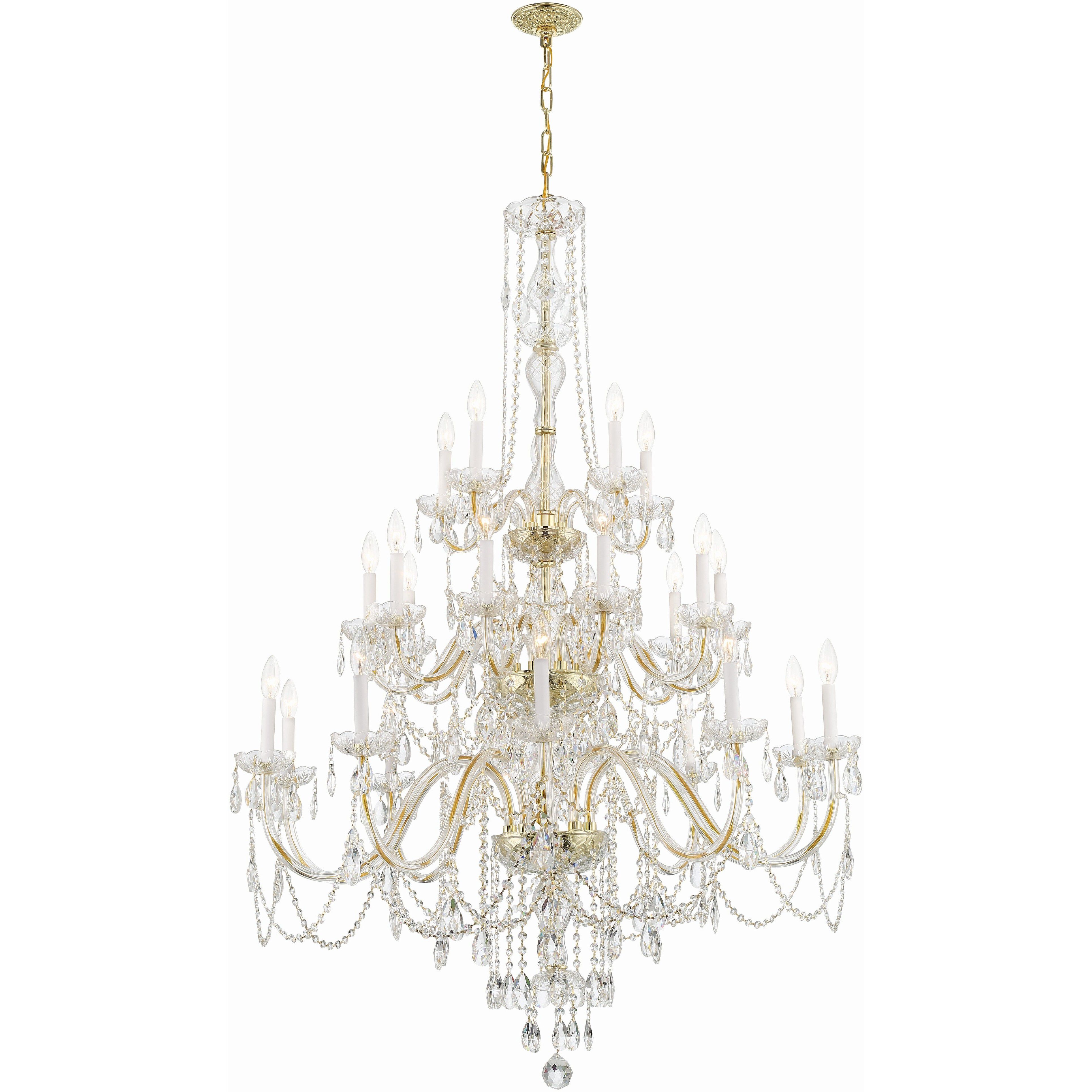 Traditional Crystal 25 Light 45 inch Polished Brass Chandelier Ceiling Light