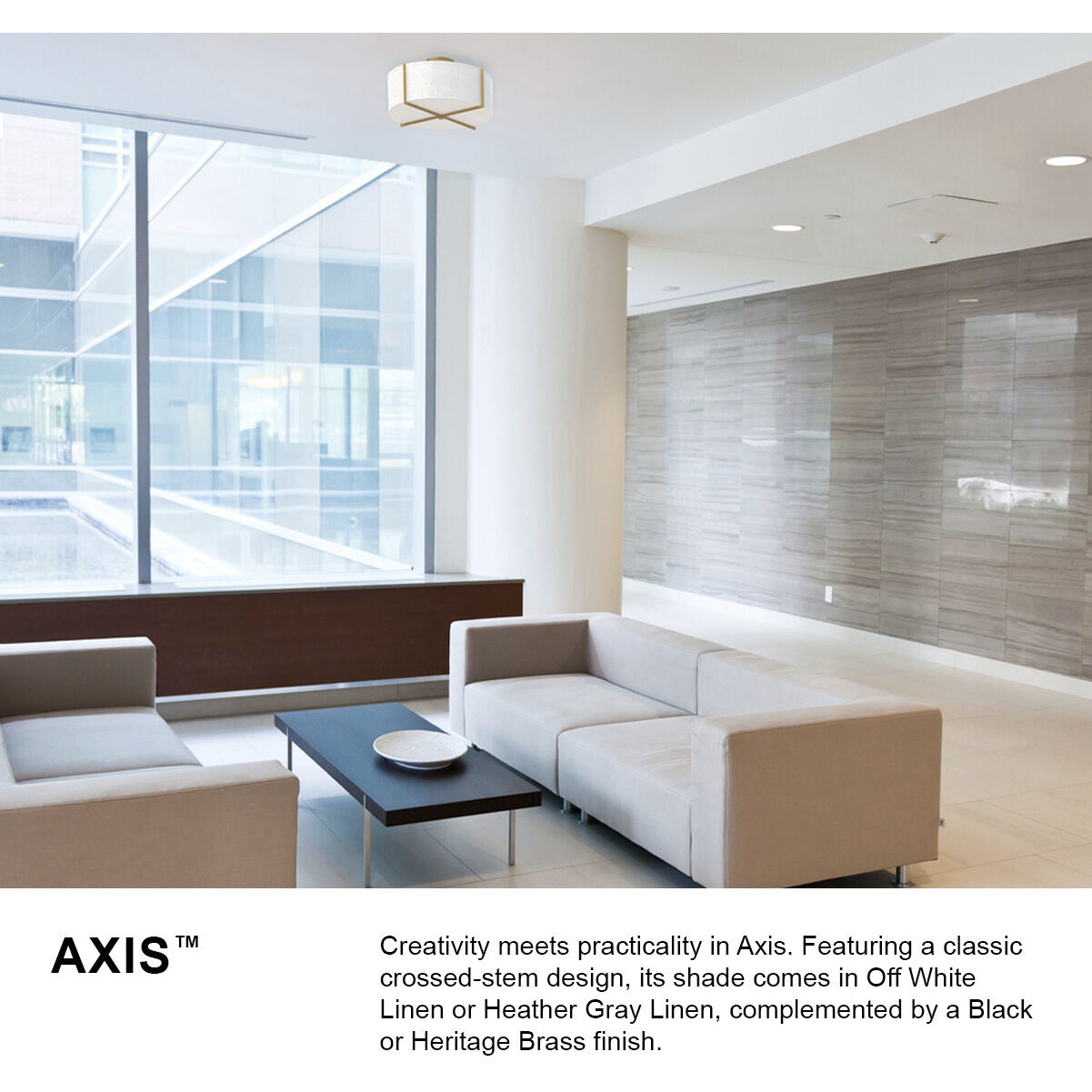 Galerie Axis 3 Light 19.5 inch Heritage Brass Indoor Semi-Flush Mount Ceiling Light