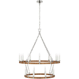 Chapman & Myers Darlana Wrapped LED 39.25 inch Polished Nickel and Natural Rattan Two Tier Chandelier Ceiling Light, Large