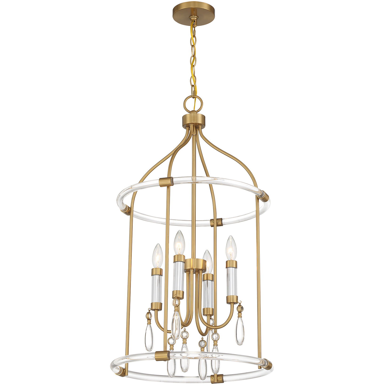Mayfair 4 Light 18 inch Warm Brass with Chrome Accents Pendant Ceiling Light
