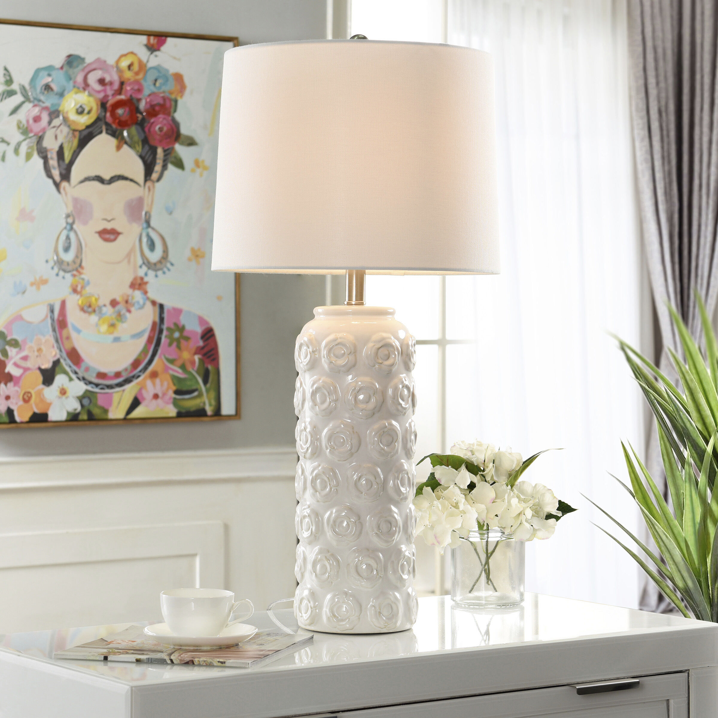 Flor 27.75 inch 100 watt Cream Table Lamp Portable Light