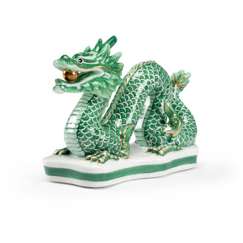 Chelsea House Green/Metallic Gold/Off White Glaze Figurine