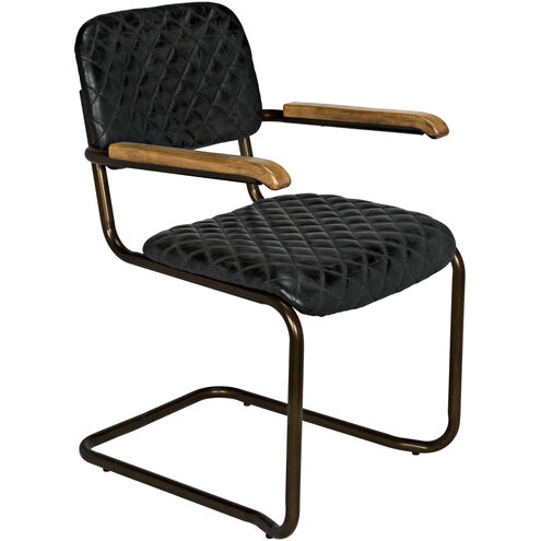 0045 Dark Walnut and Antique Brass Arm Chair