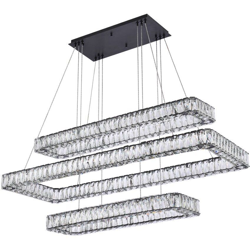 Monroe 3 Light 50 inch Black Pendant Ceiling Light
