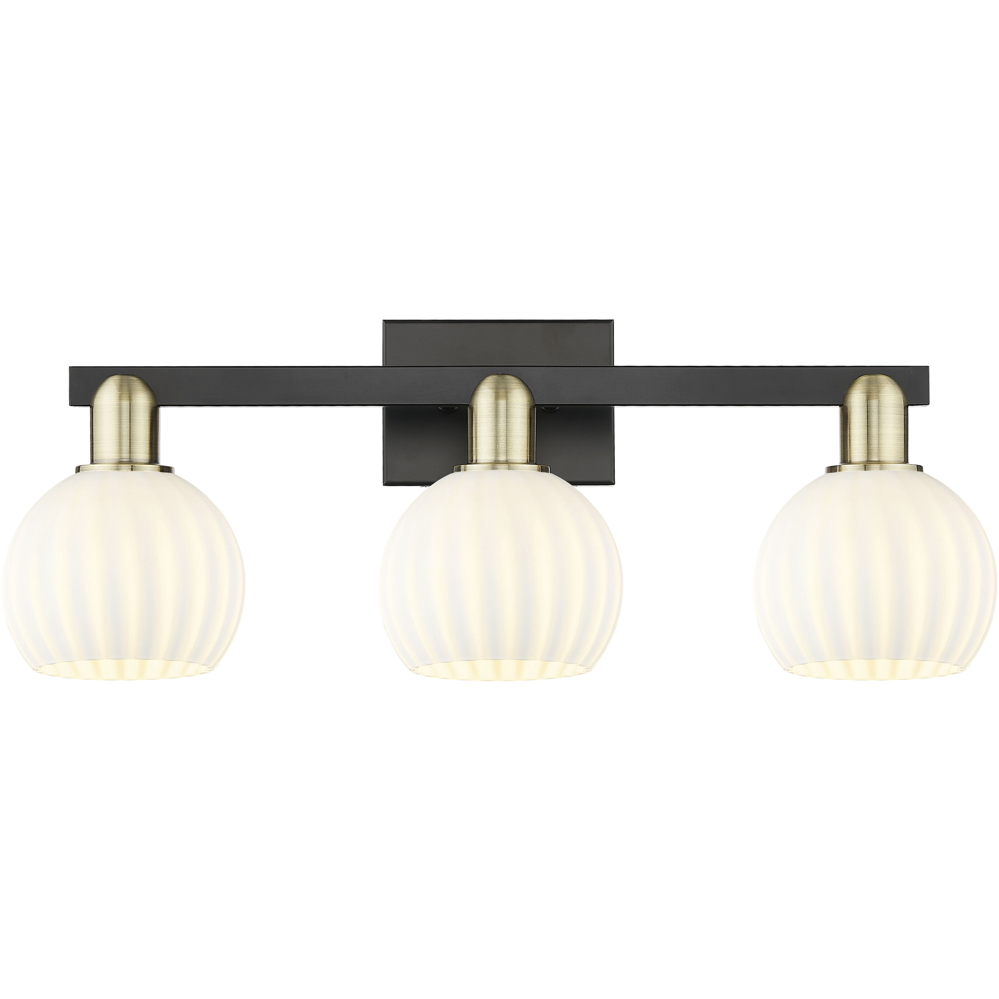 Arcadia White Venetian 3 Light 25 inch Black Antique Brass Bath Vanity Light Wall Light