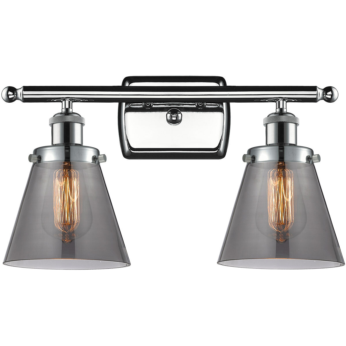 Ballston Small Cone LED 16 inch Polished Chrome Bath Vanity Light Wall Light in Plated Smoke Glass, Ballston