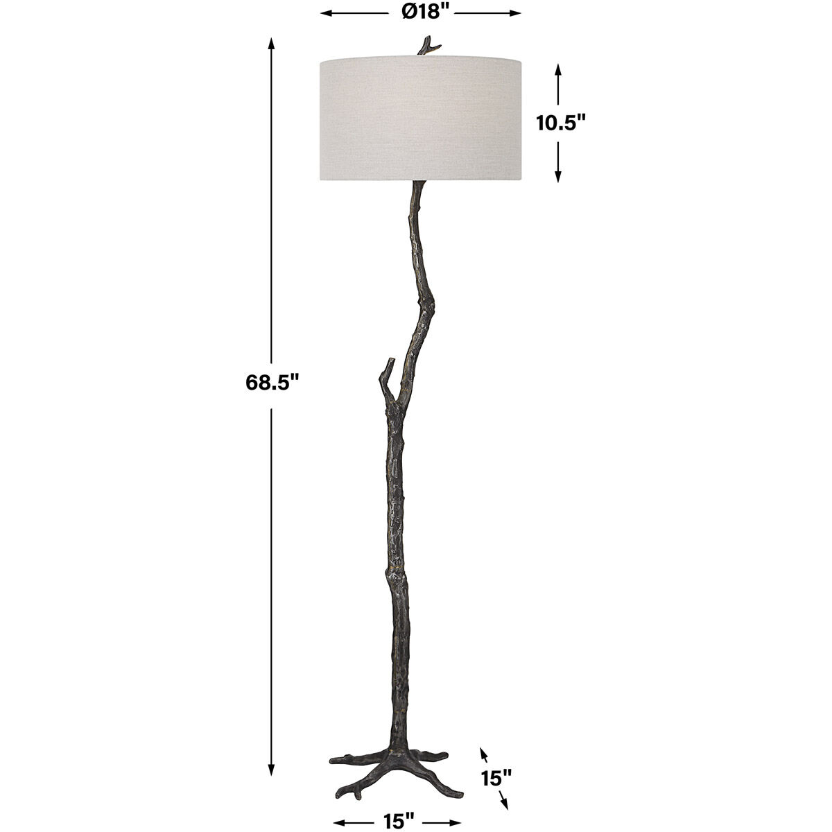 Spruce 68.5 inch 150 watt Rustic Black and Silver Undertones Floor Lamp Portable Light