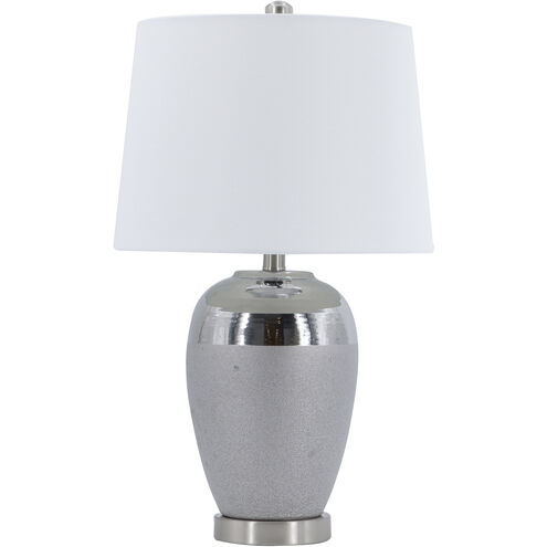 Two Tone 23.8 inch 60 watt Silver and White Table Lamp Portable Light