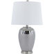 Two Tone 23.8 inch 60 watt Silver and White Table Lamp Portable Light