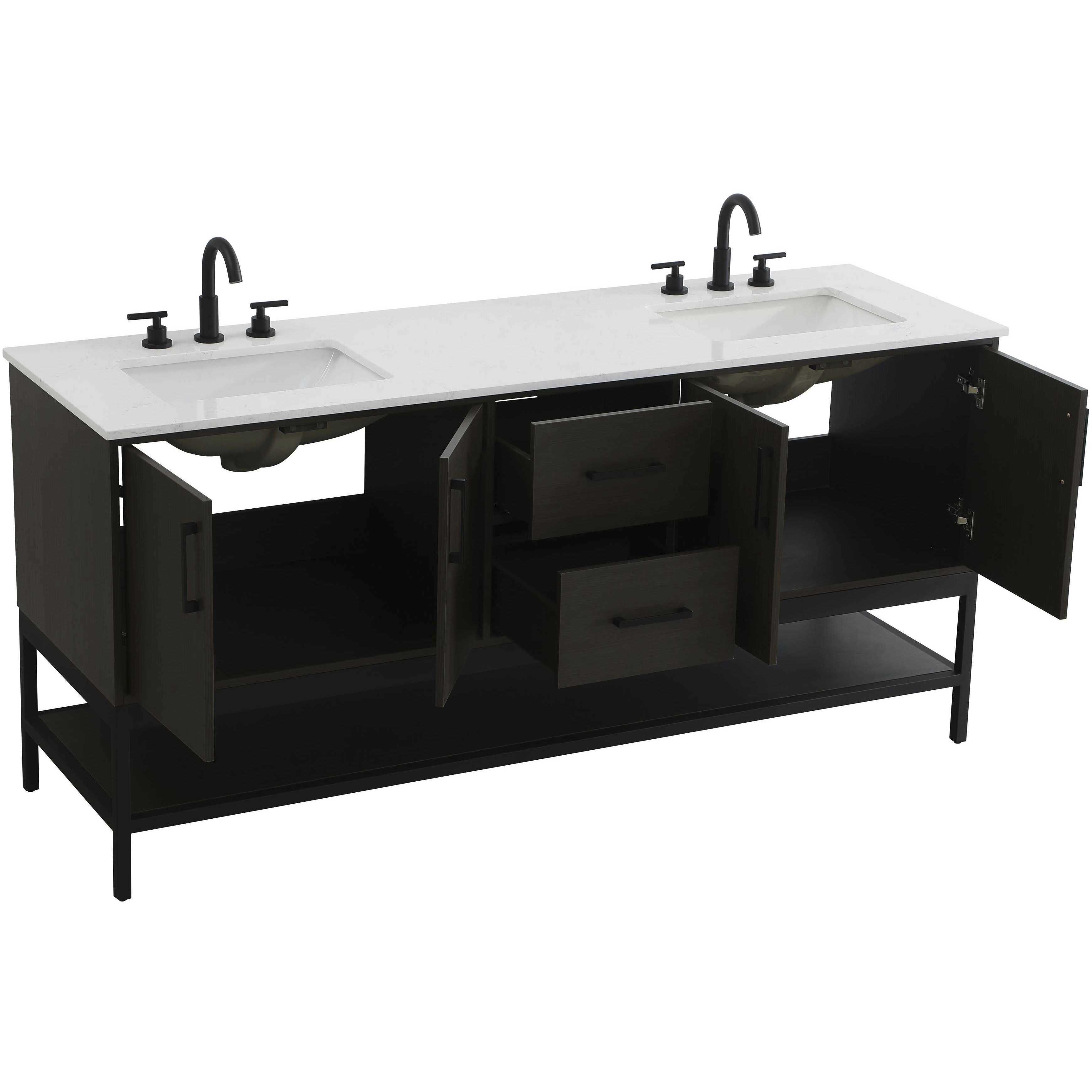 Lennox 72 X 34 inch Mocha Brown Bathroom Vanity Cabinet