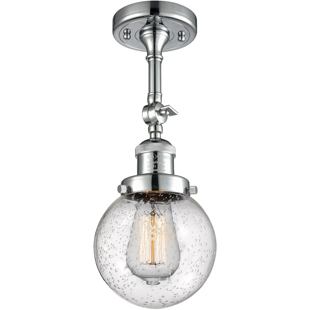 Franklin Restoration Beacon 1 Light 6 inch Polished Chrome Semi-Flush Mount Ceiling Light in Seedy Glass, Franklin Restoration