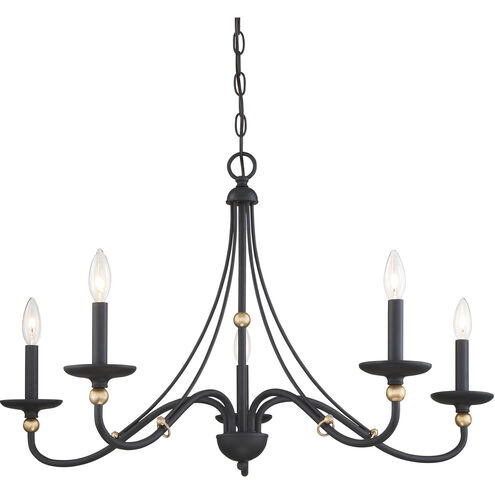 Westchester County 5 Light 34 inch Sand Coal/Skyline Gold Leaf Chandelier Ceiling Light