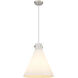 Newton Cone 3 Light 14 inch Satin Nickel Pendant Ceiling Light in Cased Matte White Glass