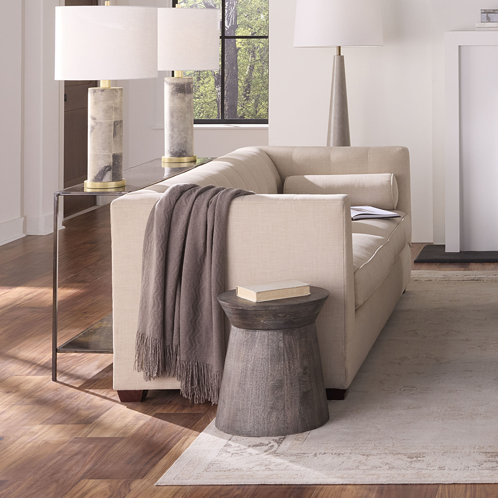 Porcini 18 X 15.75 inch Grey Wash Side Table, Inline