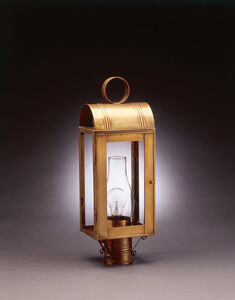 Livery 1 Light 21 inch Antique Brass Post Lamp in Seedy Marine Glass, One 75W Medium with Chimney
