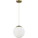 Gaze 1 Light 10 inch Satin Brass Pendant Ceiling Light in White Frosted Glass