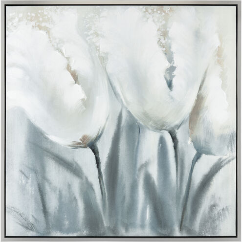 Juliana Blooms Light Blue with Off White and Silver Framed Wall Art