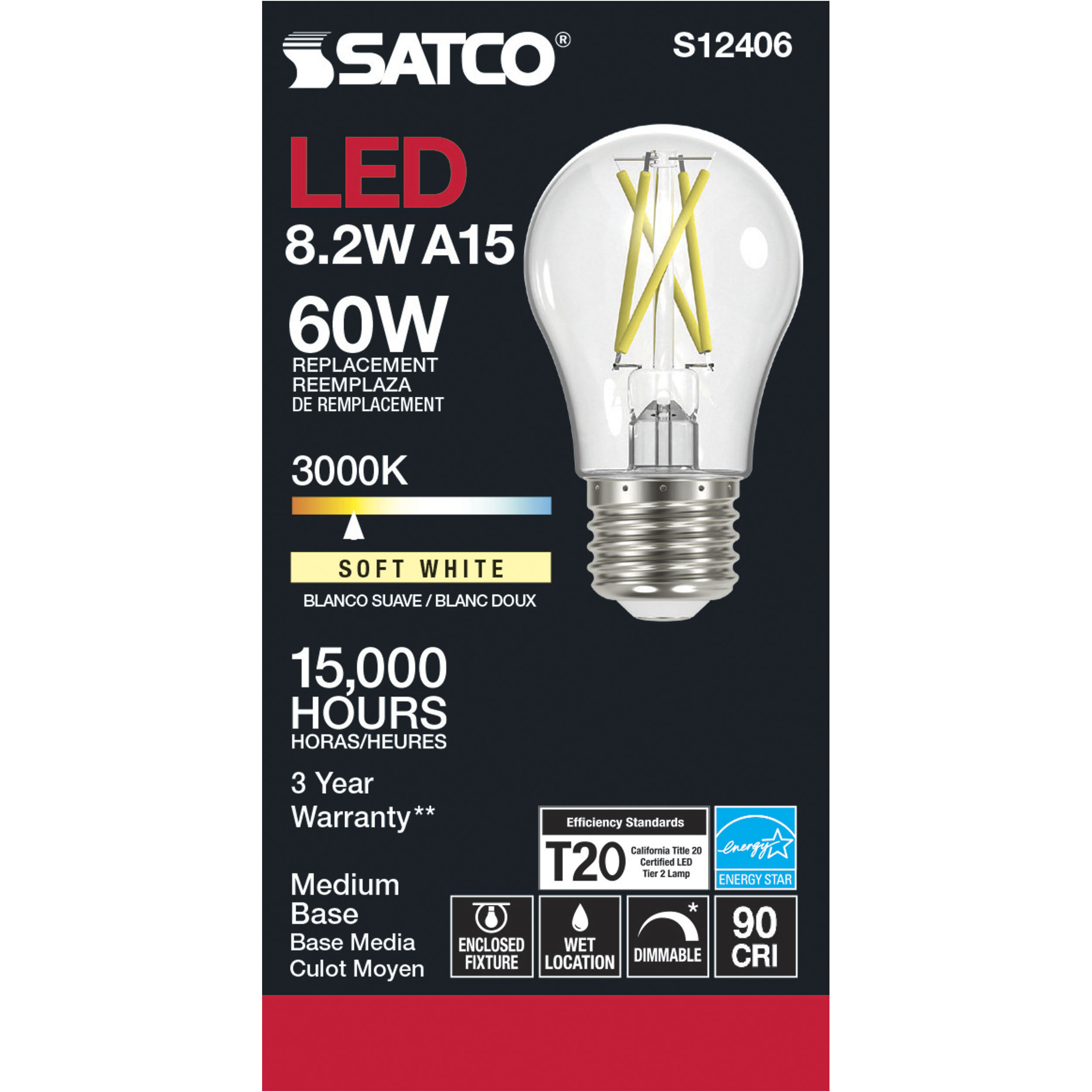 Lumos LED Medium 8.20 watt 120 3000K Light Bulb