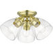 Montgomery 3 Light 14 inch Satin Brass Semi-Flush Ceiling Light